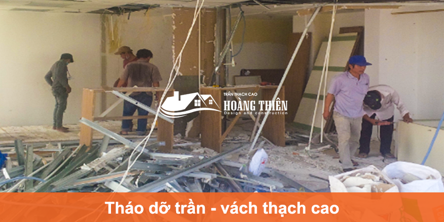 tháo dỡ trần vách thạch cao